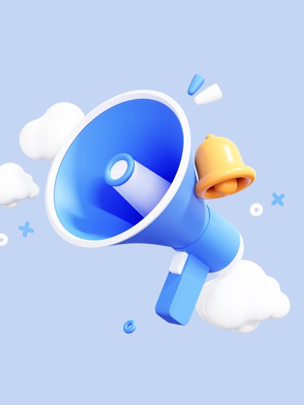 3d,Cartoon,Megaphone,With,Bell,Notification.,Marketing,Time,Concept.,Online